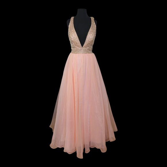 Terani Couture Dresses & Skirts - Terani Couture Embellished Deep V-neck Ballgown